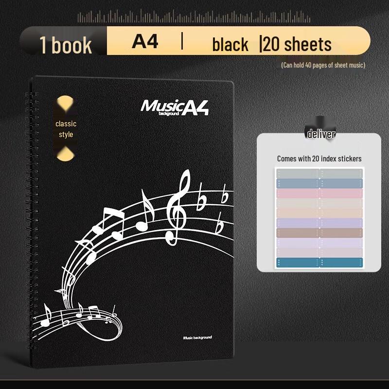 Reversible A4 Music Score Folder with Transparent Pockets