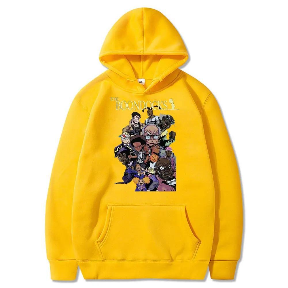 The Boondocks Huey and Riley Printed Hoodie Men Women Anime Autumn Winter Fleece Streetwear