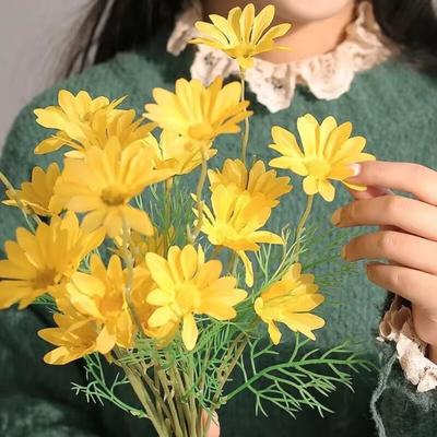 Artificial Flowers 5 Heads Faux Silk Wildflowers with Stems Fake Spring Flower Bouquet for Home Wedding Garden Vase Decor