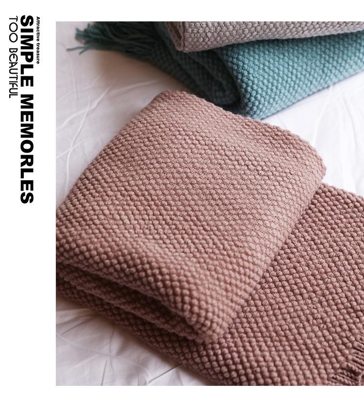 Knitted Waffle Sofa Throw Blanket for Office and Nap.
