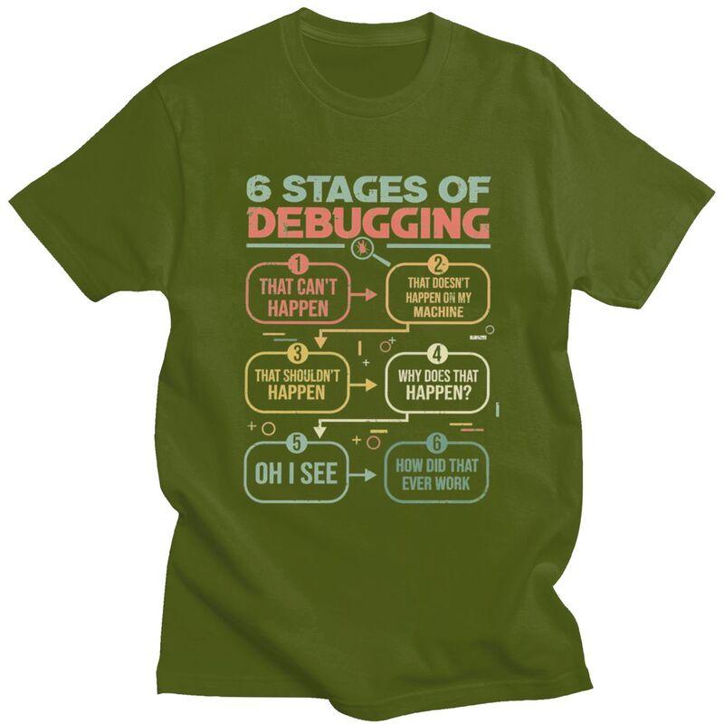 Custom 6 Stages Of Debugging Programming Developer T Shirt for Men Tshirt Fashion Tees Short Sleeves Tshirt Slim Fit Clothing