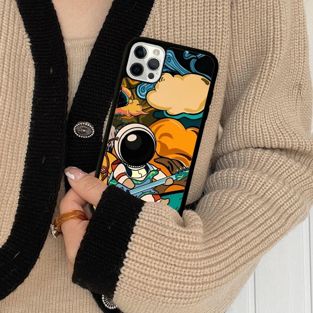 Cartoon Astronaut Handyhülle Silikon PC+TPU Für Für iPhone 11 12 13 14 15 16 Plus Pro Max Hülle
