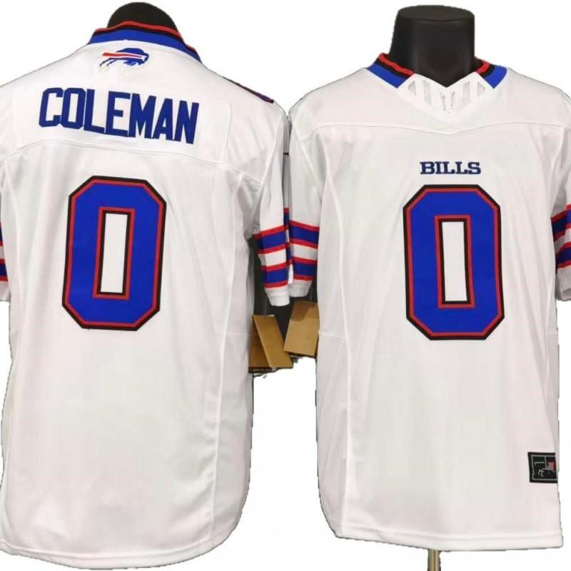Buffalo Bills 0 Coleman Football Jersey 3rd Gen Regular White Embroidered Sports Uniform
