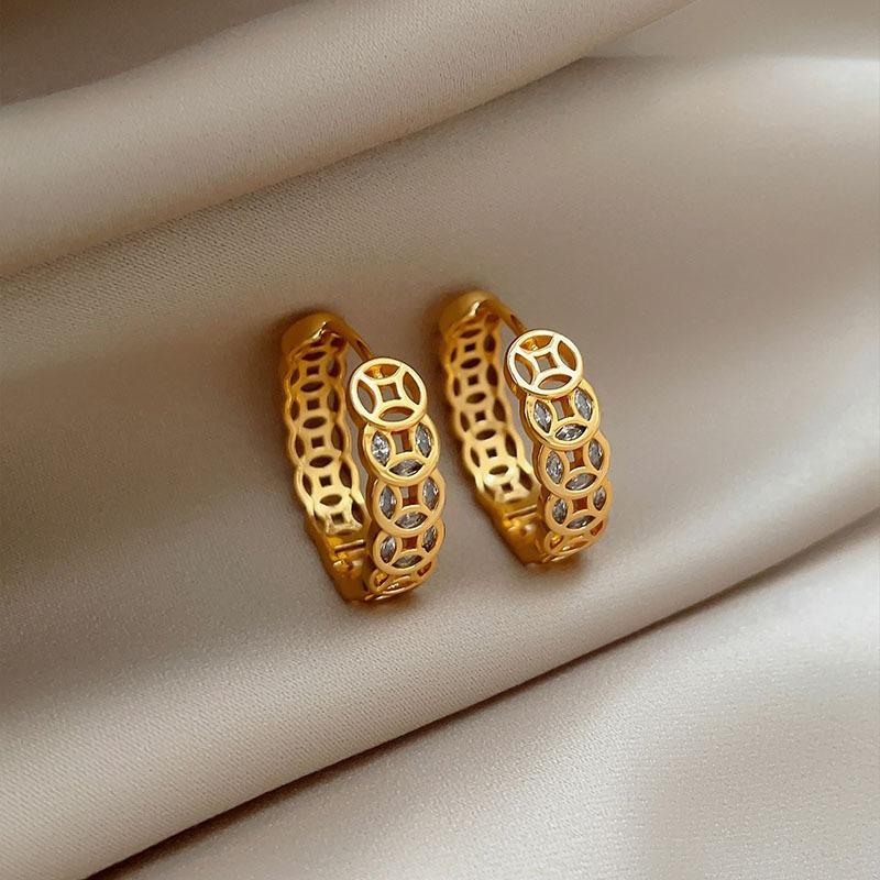 Silver Needle New Chinese Simple Diamond-encrusted Lucky Bag Fringed Earrings, Earrings, Exquisite Versatile Earrings