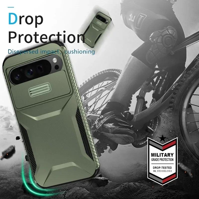 Case for Google Pixel 9 Pro XL Antiskid Cover Sliding Camera Lens Protector Hard Phone Case for Google Pixel 9A 8Pro 7 Pro Shell