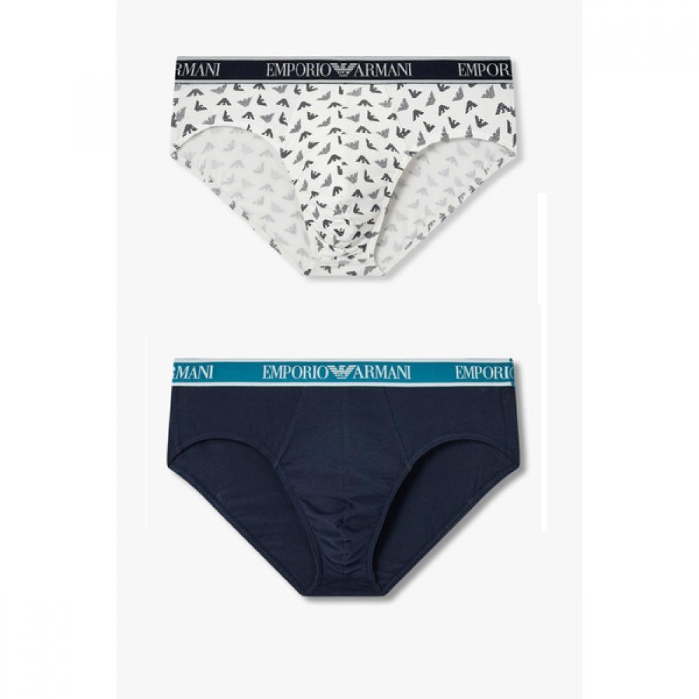 Emporio Armani Мужские хлопковые плавки с логотипом на резинке 2 шт. 11305 11306 L(105)