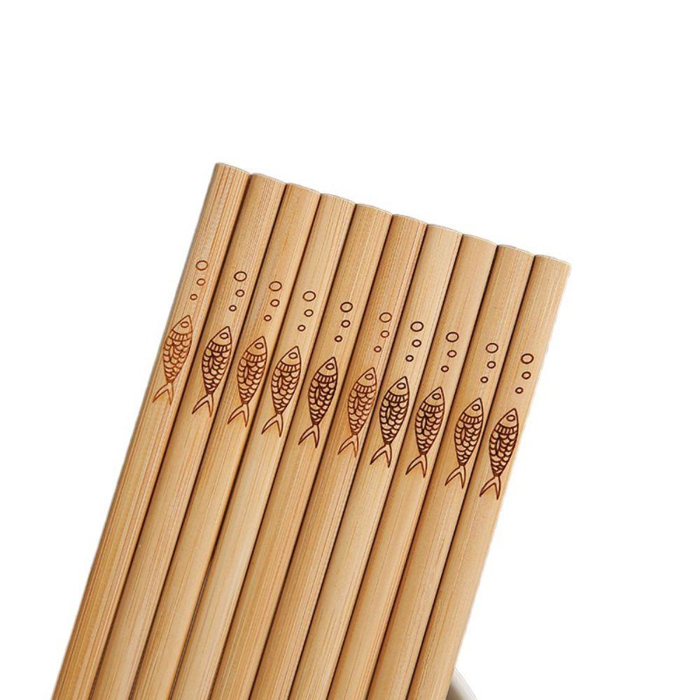 10 párů bezlakovaných bambusových hůlek, bezvoskových, protiskluzových, gravírovaných, hůlek, odolných vůči vysokým teplotám, sushi hůlek, nudlových hůlek