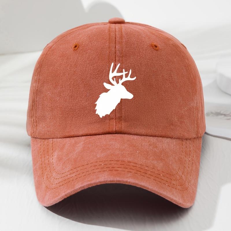 Baseball caps for men and women with deer pattern print, retro style, outdoor leisure style, minimalist design