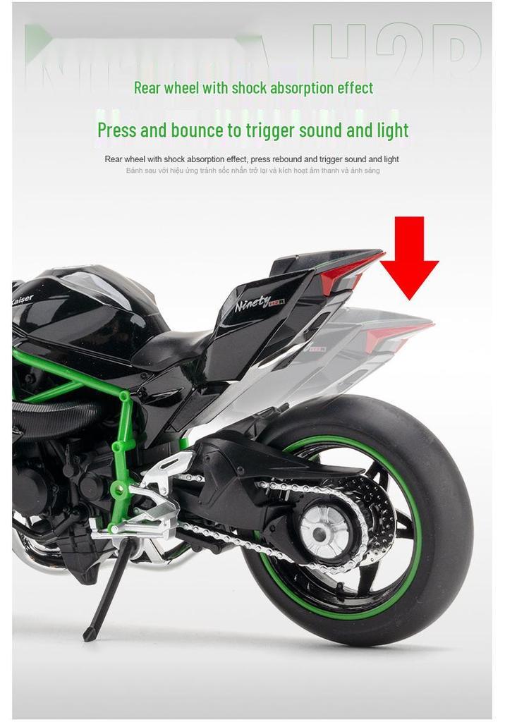 Chuanqi H2R Motorcycle Simulation Model with Base - Decorative Toy