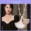 Stylish Titanium Steel Locking Chain Necklace With Inlaid Ginkgo Leaf Pendant For Trendy Women