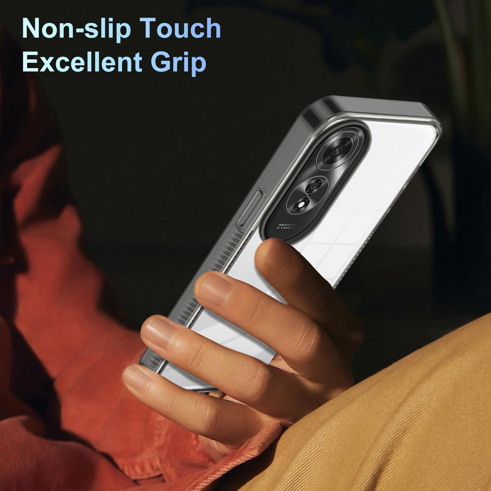 KEYSION Transparent Phone Case for OPPO A60 4G Soft TPU+PC Anti-slip HD Clear Shockproof Phone Back Cover for OPPO A60