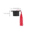 Mini Graduation Hat Bottle Toppers with Tassels for Home Party Decorations Red Felt Cloth 24pcs