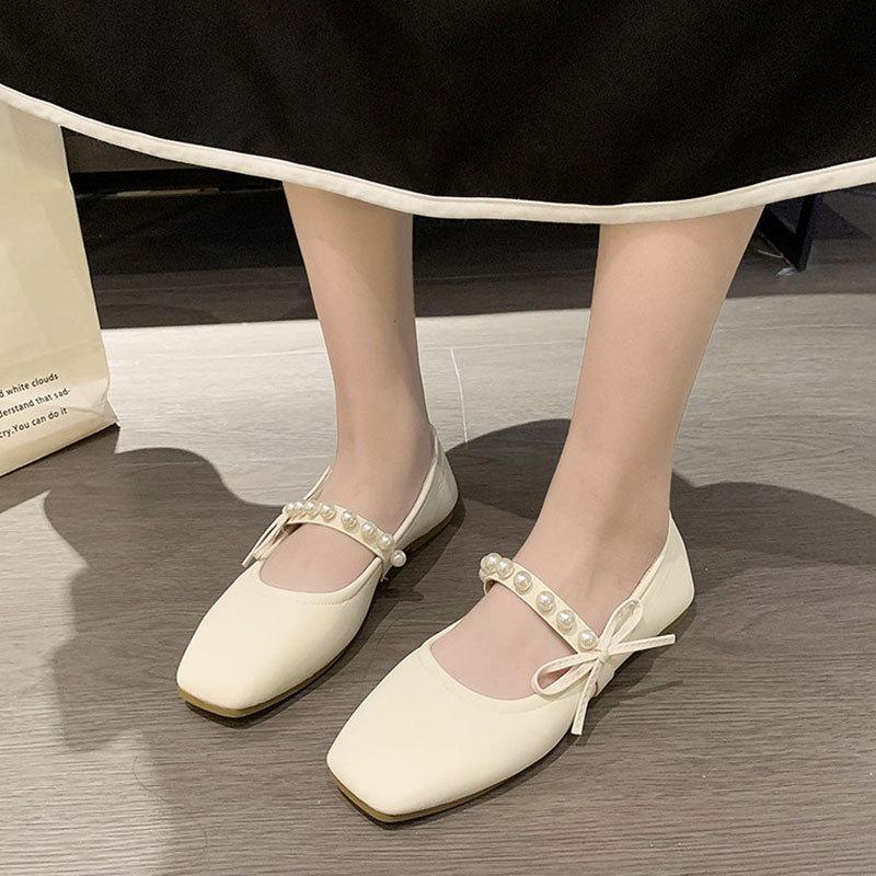 Mary Jane single shoe girl 2025 new spring and autumn flat bottom evening fairy wind gentle with skirt soft sole small leather shoes