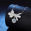 Womens Bow Pendant Necklace 2ct D Color Moissanite Chain Fashion Jewelry