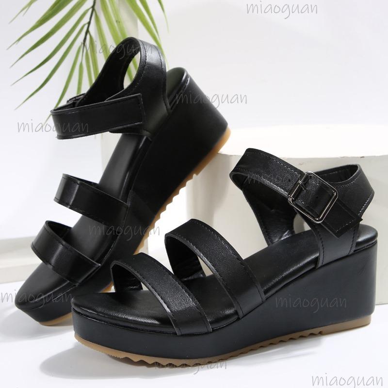 Fashion 2025 Size 35-43 Platforms Sandals Thick Bottom Fish Mouth Fashion Sandals Wedge Roman Style Casual Ankle Strap Ladies Shoes