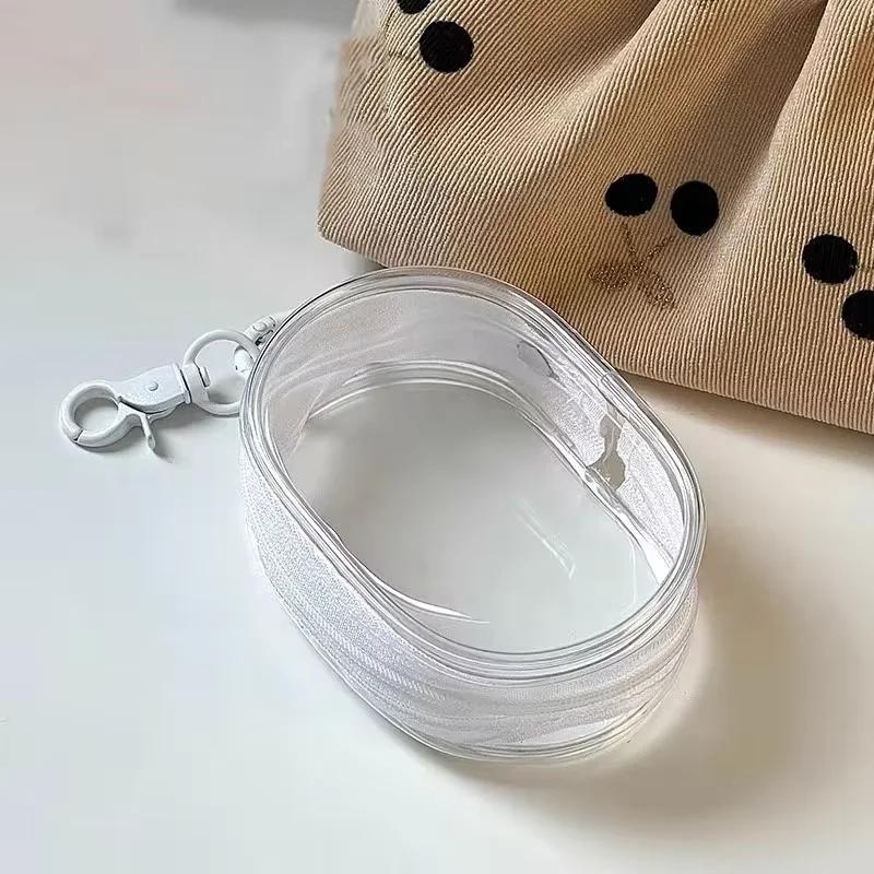 

Новая круглая черная прозрачная сумка для хранения из ПВХ, органайзер для ювелирных изделий, портативный брелок, сумки для хранения кабелей для передачи данных, наушников, монет, зарядных устройств 10.5x6.5cm белый