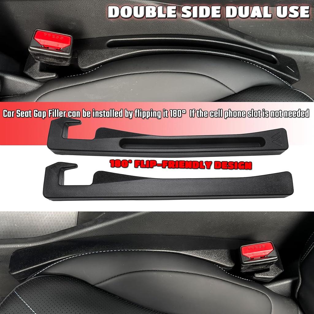 Car Seat Gap Filler Universal Fit Gap Filler Organizer Stop Things From Dropping For Car Trunk SUV, Black, Pack Of 2