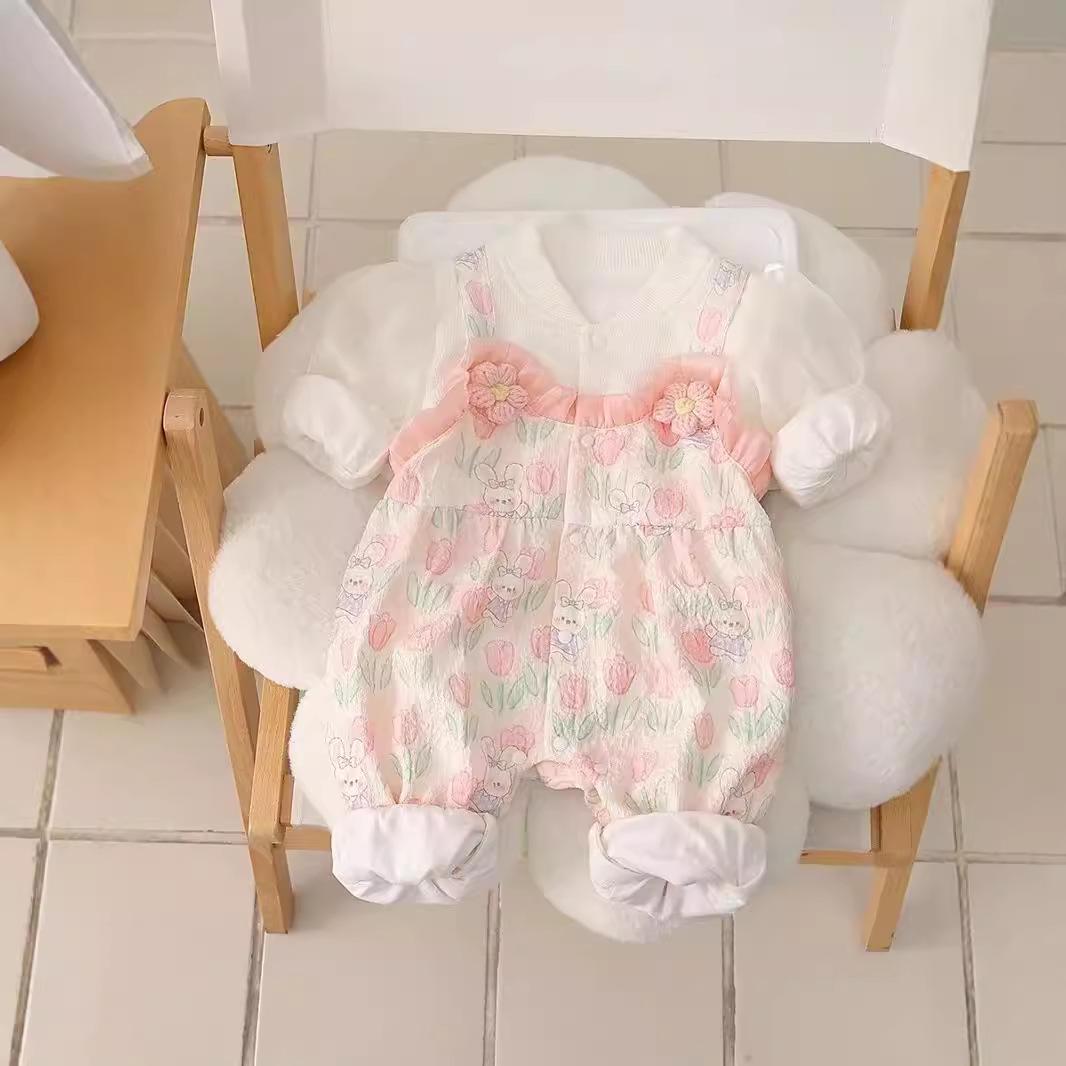

Infant Spring/Fall Romper: Super Cute Princess Double-Layer Jumpsuit 90 cm