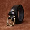 3.3Cm Wide Retro Smooth Leather Belt Men'S First Layer Cowhide Pure Copper Pin Buckle Casual Jeans Belt Men