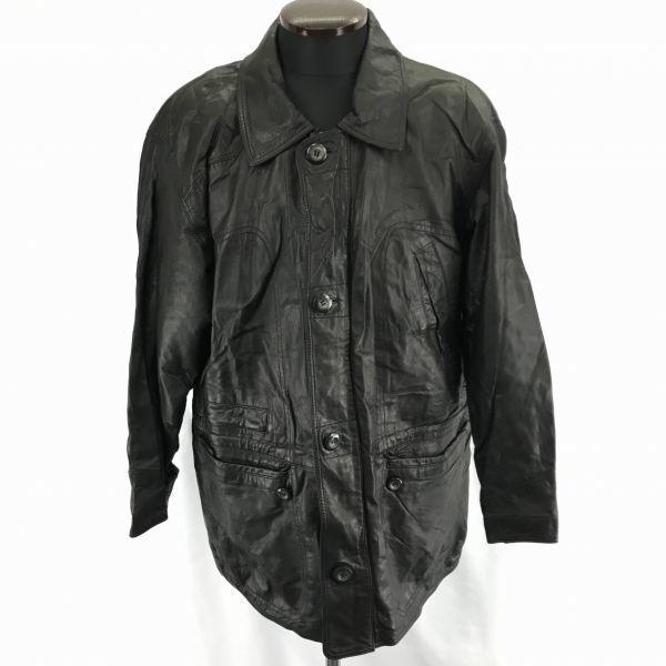 

VARIOMAX Made in Italy Lamb Leather Coat Outerwear/Men’s L/Black/Inner Pocket, Drawstring Waist, Full Zip