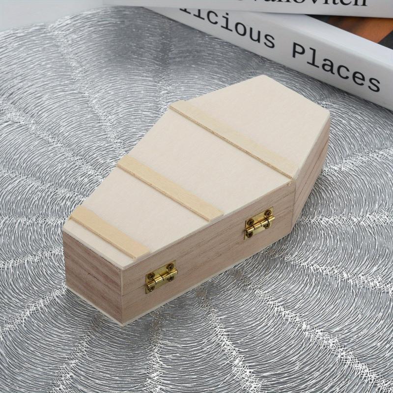 1 Stück DIY Halloween Sargbox Unvollendetes Holz Kleines Trauer-Andenken-Sarg mit Klappdeckel