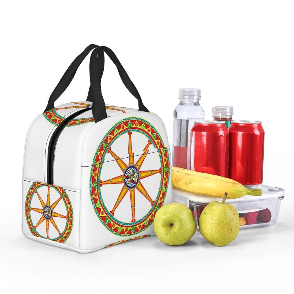 Sicilia Ruota Del Carretto Siciliano Insulated Lunch Bag for Kids School Cooler Thermal Food Box Tote Lunch Boxes Container