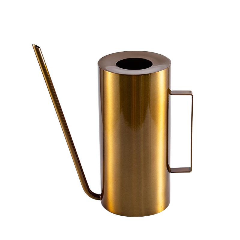 Złota i czarna konewka ze stali nierdzewnej - retro design, duża pojemność 1,5 l, metalowa konewka do kwiatów domowych