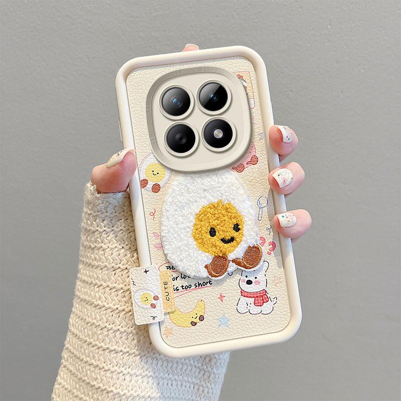 KEYSION Cartoon Cute Plush Embroidery Case for Redmi Note 15 Pro 5G 15 4G with Lanyard Silicone Shockproof Phone Cover for Xiaomi POCO M8 5G