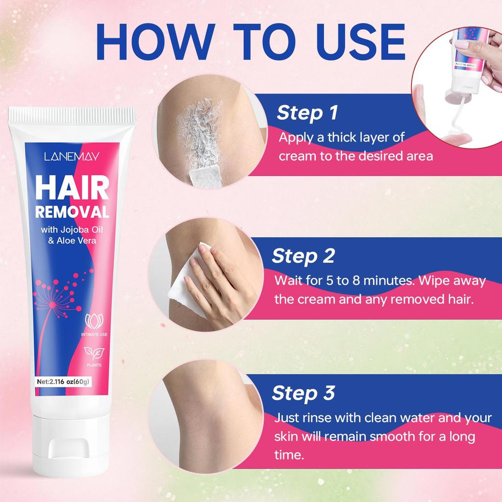 Hair Removal Cream-Fast and Gentle Formula-Effective Hair Removal-Longer-Lasting Results-Suitable For All Skin Types, 60g