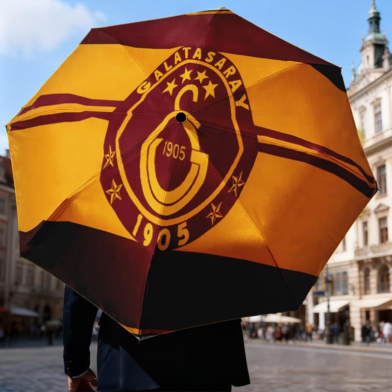 Galatasaray Football Club Automatic Folding Umbrella - 8-Rib Travel Umbrella with Auto Open/Close & Portable Gifts for holidays or birthdays