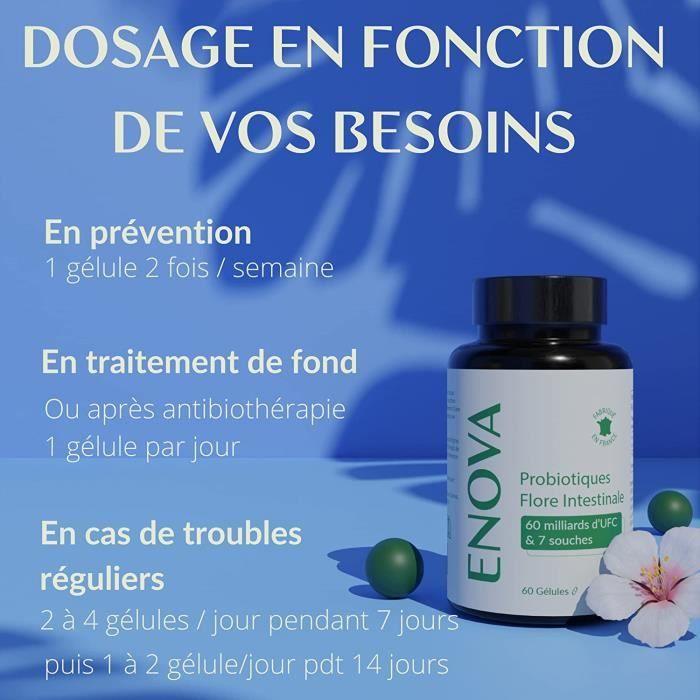 Probiotique flore intestinale - ferments lactiques 60 milliards ufc - 60 gélules - fabriqué en france - complément alimentaire