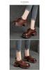 Shanghai Retro Platform Thick Sole Lace-Up Women's Loafers - Versatile, Fashionable, Height Increasing Cowhide Shoes