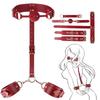 BDSM Sex Bondage Restriksjoner Kit Lær Lårsele Brystbelte Bak Ryggen Håndjern Åpne Ben SM Slave Fetisj Analkrok