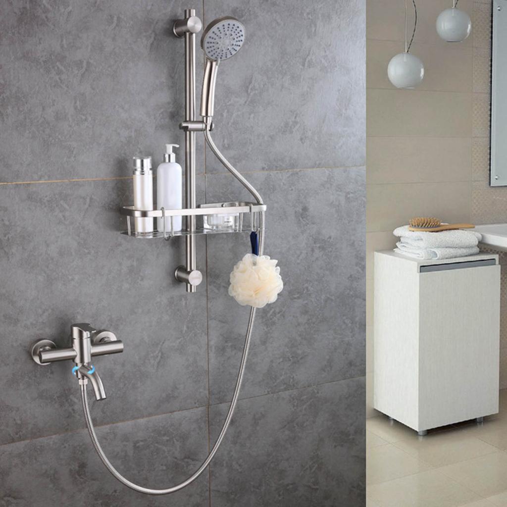 Stainless Steel Bathroom Shower Mixer Faucet Wall Mounted Hot Cold Water Dual Spout Mixer Tap Universal Shower Diverter System