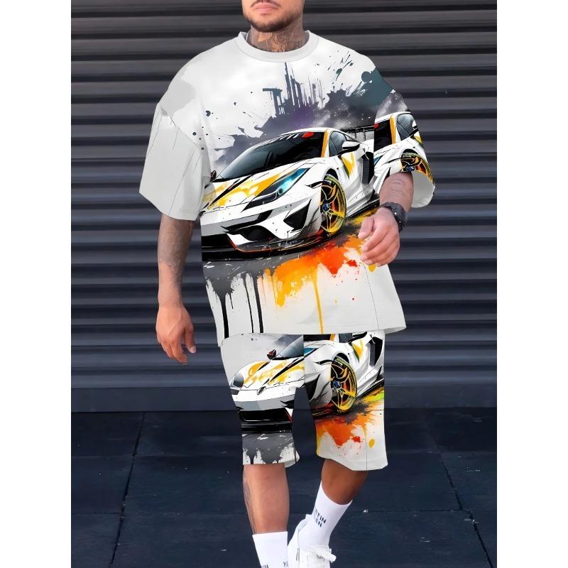 

New Men s 3D Printed Short Sleeved Shorts Set for Summer 2025, with A Casual and Sporty Style Suitable for Outdoor Activities 6XL