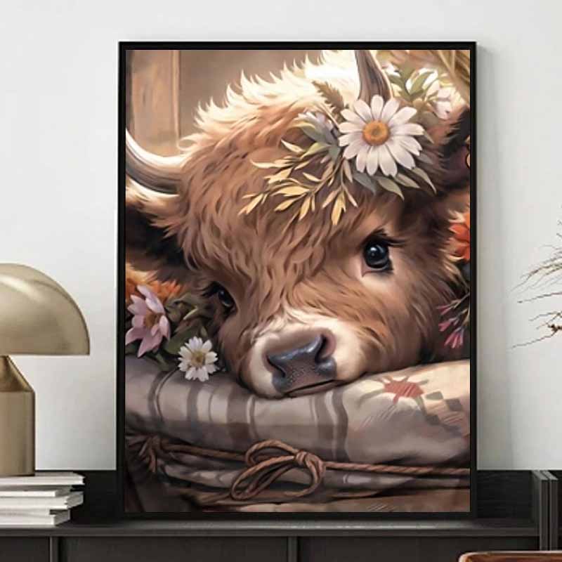 Diamond Painting Art Painting Set, Cow 5D Rhinestone Cross Stitch Painting Decoration, Home Decoration Wall Mural