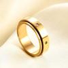 Anillo de Pareja Simple Europeo y Americano de Acero Inoxidable Rotatorio Incrustado con Diamantes de 6MM para Mujeres Versátiles y Estudiantes