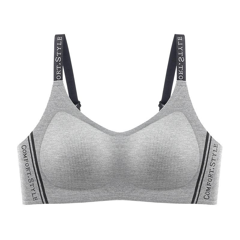

Letter shoulder strap soft support comfortable nude feeling seamless gathering upper support side close bra cover [ABC pass cup] xl (38/85abc, recommended 60-67.5kg) сірий колір