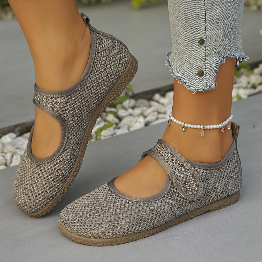 Women Breathable Mesh Flats Lightweight Soft Sole Casual Slip On Shoes Comfortable Walking Mary Jane Style Shoes
