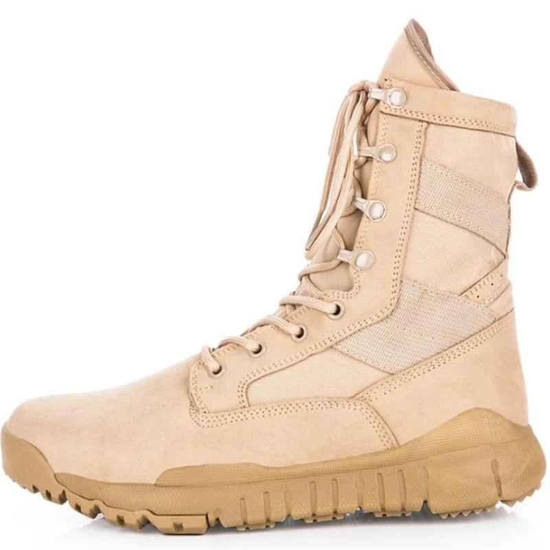 Fashion Mens High Top Combat Boots Lightweight Canvas Breathable Jungle Training Shoes Male Hiking Desert Military Tactical Boots Ankle