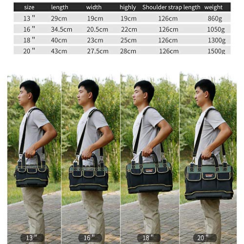 Zmart 13-inch Tool Bag, 1680D Oxford Cloth Top, Wide Mouth, Electrician's Toolbox, Tool Storage, Tool Set, Pockets, Tool Case, Portable, Work Tools, T