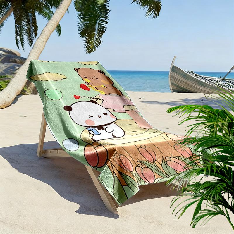 Bubu Dudu Print Strandtuch, Großes Weiches Schnelltrocknendes Handtuch für Strand Camping Schwimmen