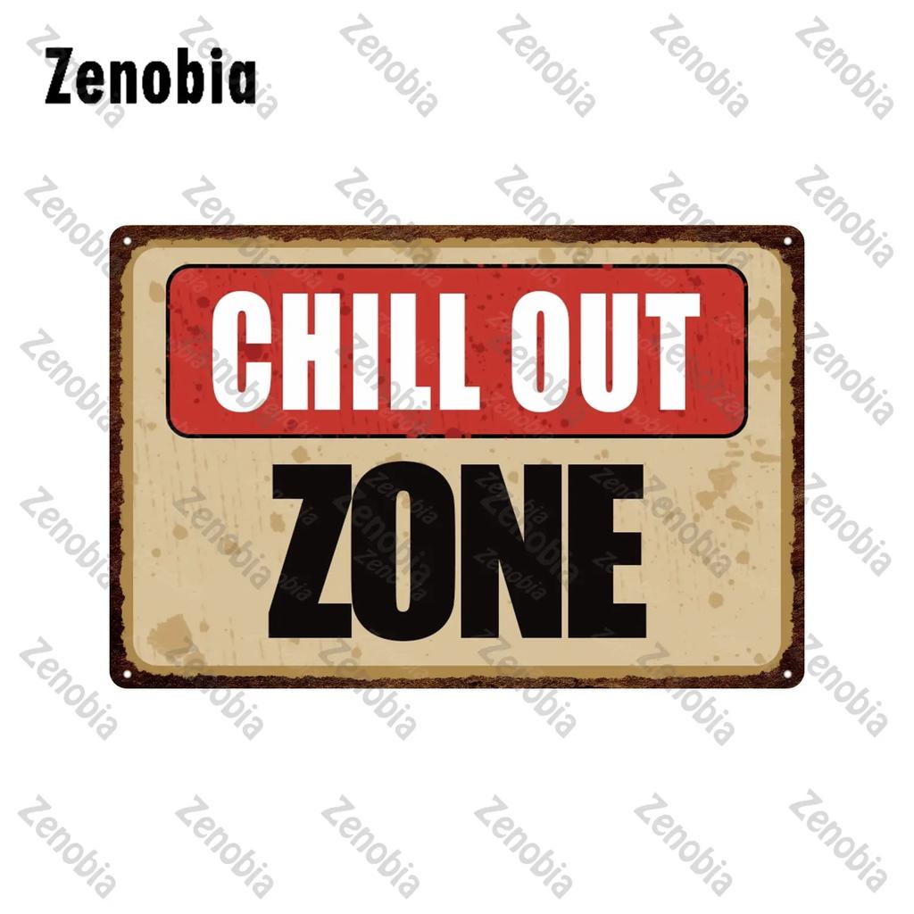 Fun Chill Out Zone Metal Signs Tin Signs Metal Posters Home Decoration Wall Stickers Chill Out Area Retro Tin Plate Wall Decor