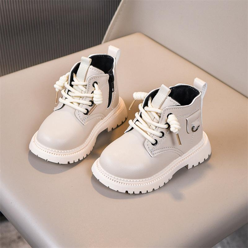 Autumn Children Boots Pu Leather Boys Shoes Rubber Sole Ankle Boots For Girls Zip Side Toddler Baby Shoes