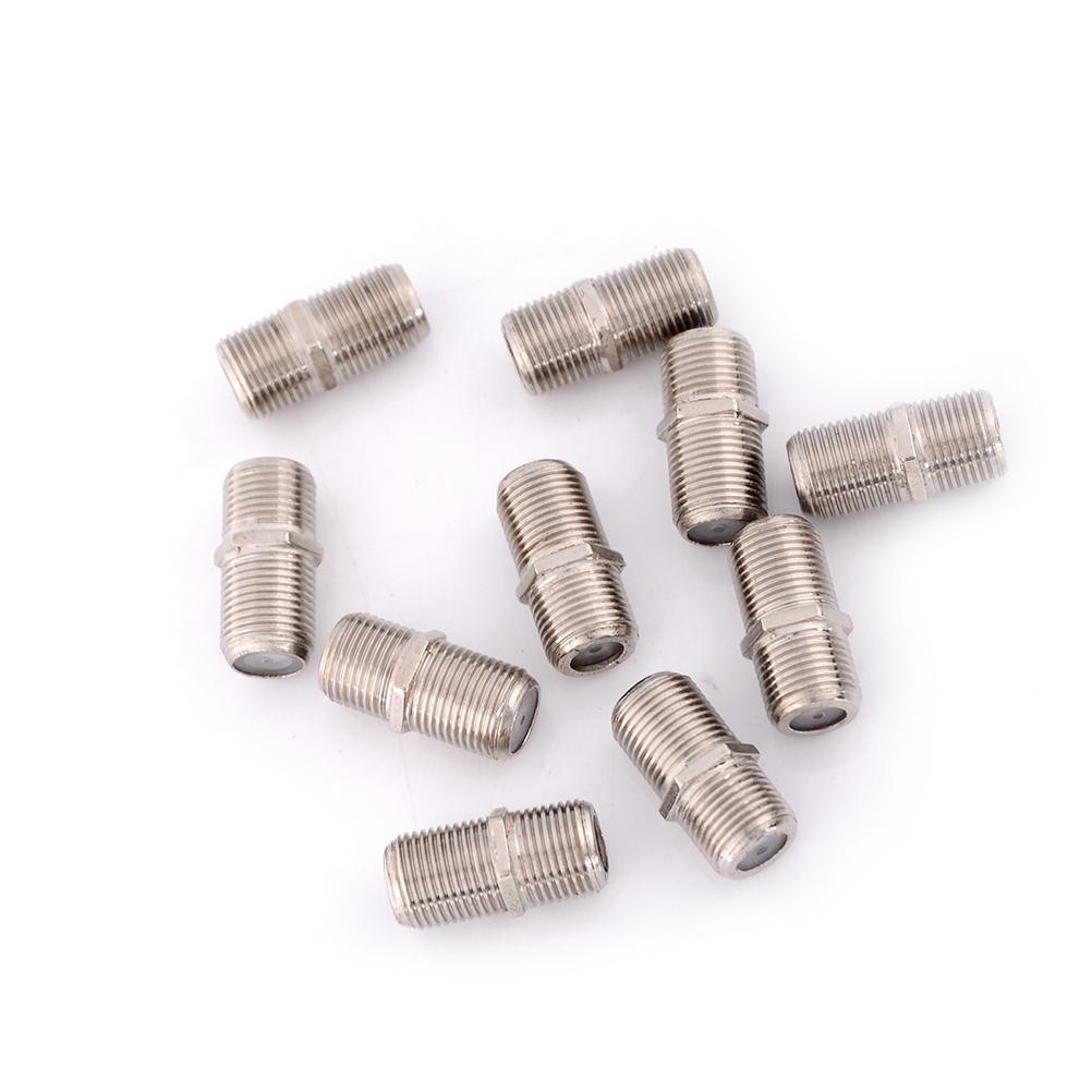 10pcs/Pack Aluminium Alloy Female F Connector Joiner Coupler Barrels Satellite/Cable TV Connector Adapter RG6 Coax Coaxial