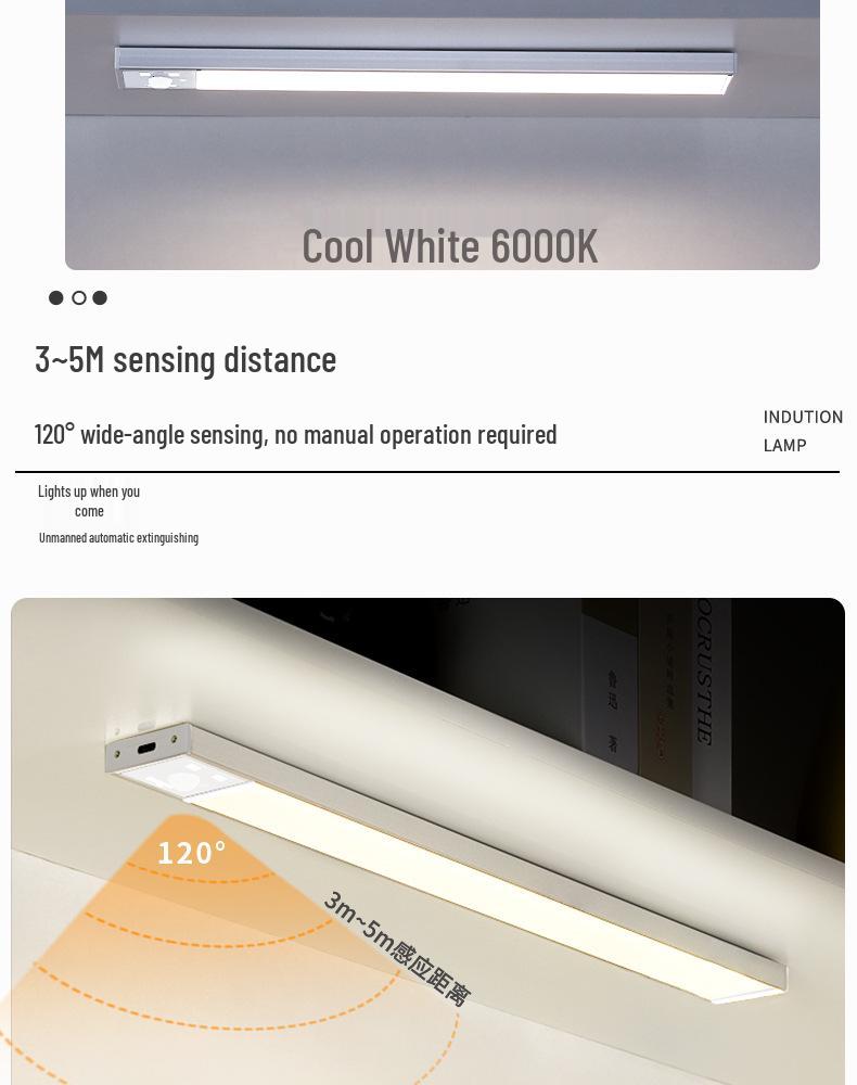 Rechargeable LED Motion Sensor Night Light Strip for Cabinets and Wardrobes