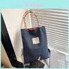 Polyester Retro Denim Tote Bag With Dual Shoulder Straps For Casual Urban Wear
