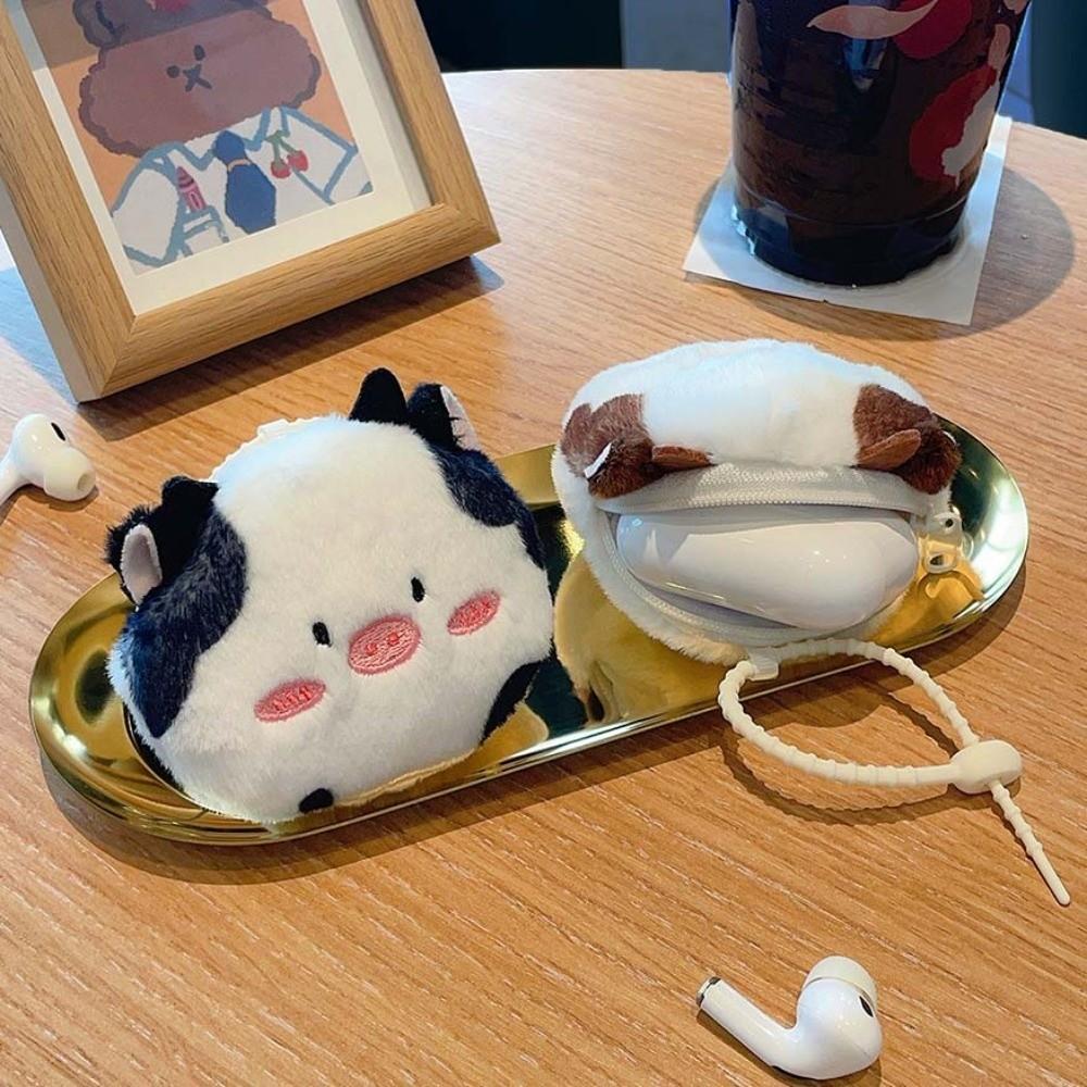 Raccoon Plush Coin Purse Cow Plush Wallet Pendant Headphone Bag Plush Earphone Bag  Change Storage