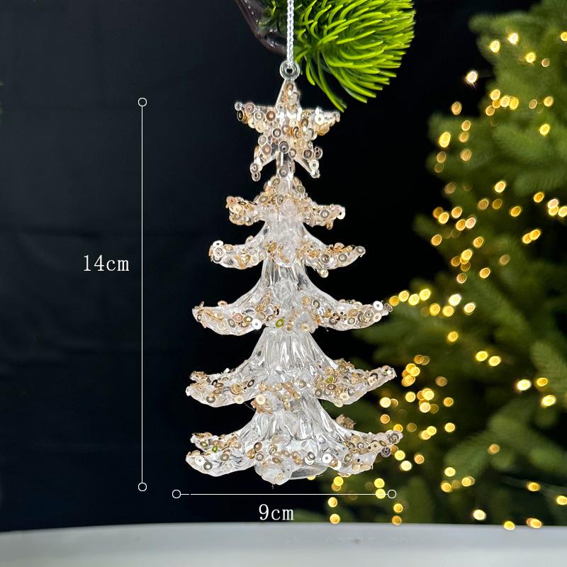 Christmas Decorations Sequined Acrylic Pendants Transparent Snowflake Pendants Christmas Tree Decorations Props