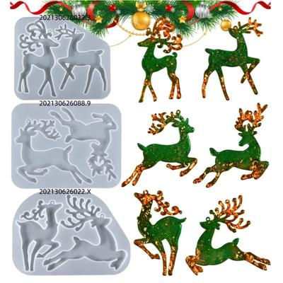 Weihnachtsförmige Silikonform DIY Epoxidharzform Hirsch Elchform Weihnachtsbaum Anhänger Dekoration Weihnachtselchform